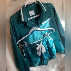 Abercrombie and Fitch Green Silky Pajama Set